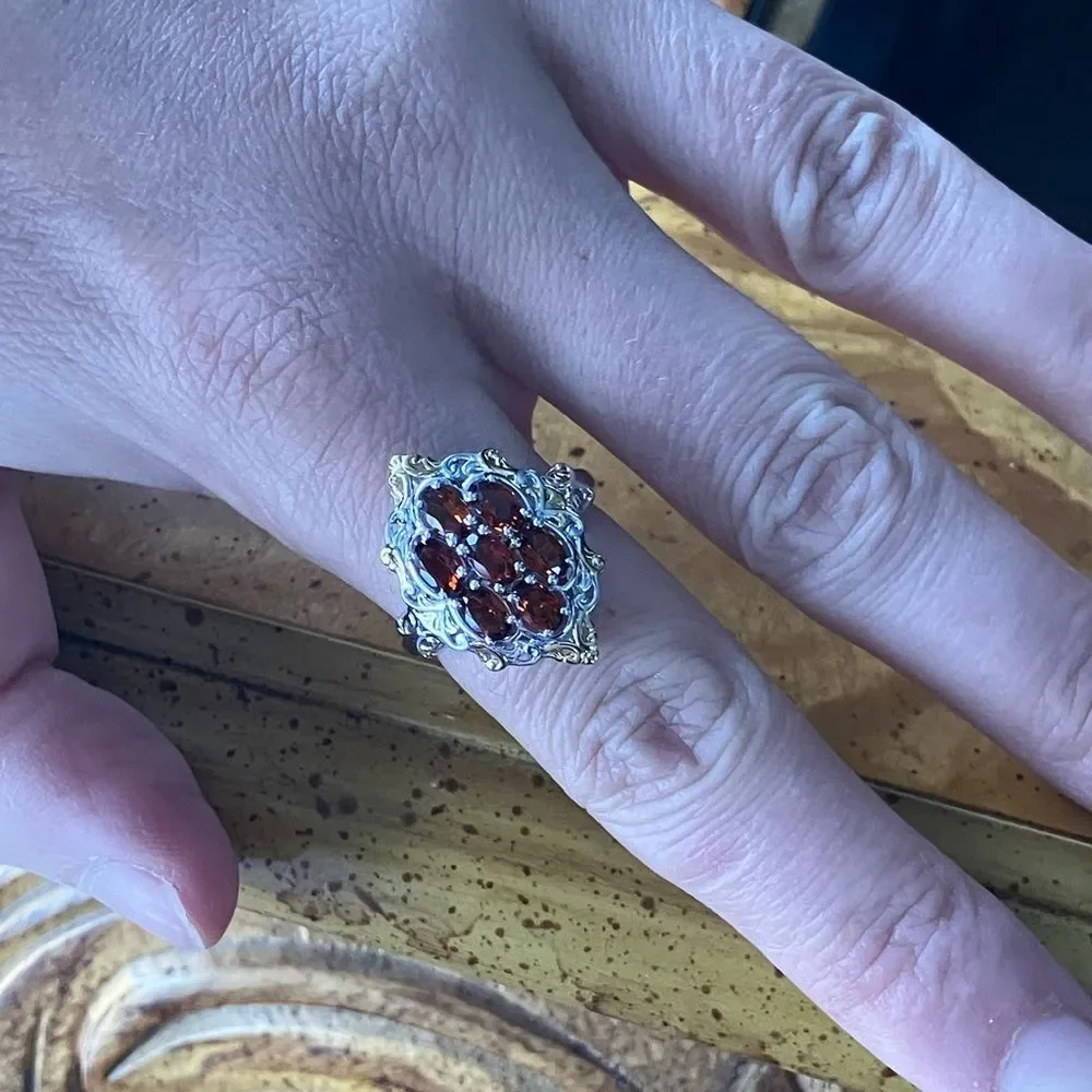 Natural Cherry Citrine Sterling Silver Ring Size 8